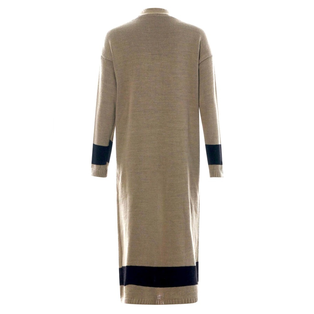 Longline Color Block Open Cardigan - Mocha - Picture 3 of 3